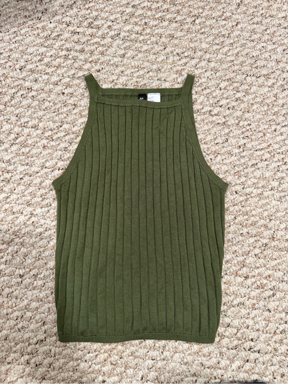 H&M Olive Green Ribbed Halter Tank
